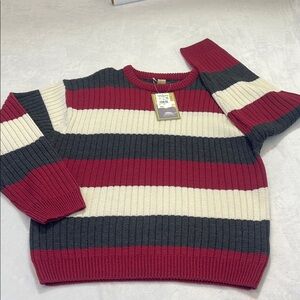 SUN RIVER SIZE L Striped Red, White, and Gray Men's Sweater